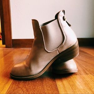 Nude Low-Heel Booties